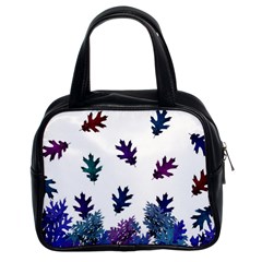 Blue Purple Leaves Classic Handbag (two Sides) by LoolyElzayat