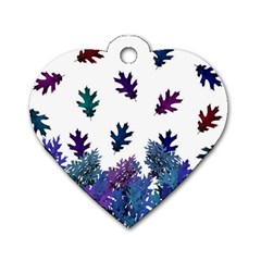 Blue Purple Leaves Dog Tag Heart (two Sides) by LoolyElzayat