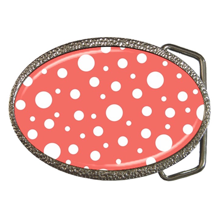 Polka Dot On Living Coral Belt Buckles