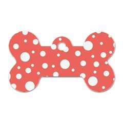 Polka Dot On Living Coral Dog Tag Bone (two Sides) by LoolyElzayat