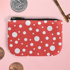 Polka Dot On Living Coral Mini Coin Purse by LoolyElzayat