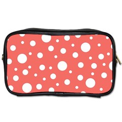 Polka Dot On Living Coral Toiletries Bag (two Sides) by LoolyElzayat