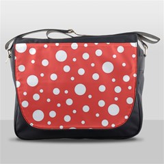 Polka Dot On Living Coral Messenger Bag by LoolyElzayat