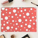 Polka Dot On Living Coral Cosmetic Bag (XXL) Front