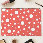 Polka Dot On Living Coral Cosmetic Bag (XXL) Back