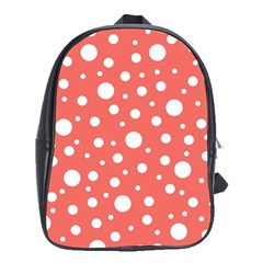 Polka Dot On Living Coral School Bag (xl) by LoolyElzayat