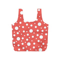 Polka Dot On Living Coral Full Print Recycle Bag (s) by LoolyElzayat