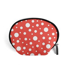 Polka Dot On Living Coral Accessory Pouch (small) by LoolyElzayat