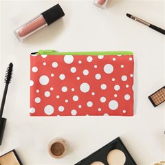 Polka Dot On Living Coral Cosmetic Bag (xs) by LoolyElzayat