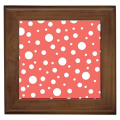 Polka Dot On Living Coral Framed Tiles by LoolyElzayat