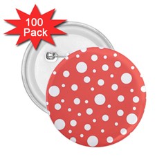 Polka Dot On Living Coral 2 25  Buttons (100 Pack)  by LoolyElzayat