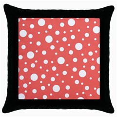 Polka Dot On Living Coral Throw Pillow Case (black) by LoolyElzayat