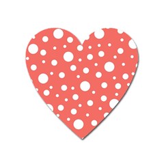 Polka Dot On Living Coral Heart Magnet by LoolyElzayat