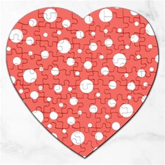 Polka Dot On Living Coral Jigsaw Puzzle (heart) by LoolyElzayat