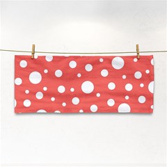 Polka Dot On Living Coral Hand Towel by LoolyElzayat