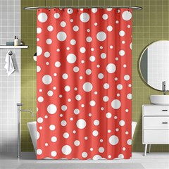 Polka Dot On Living Coral Shower Curtain 48  X 72  (small)  by LoolyElzayat