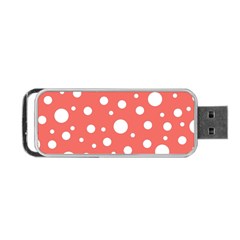 Polka Dot On Living Coral Portable Usb Flash (two Sides) by LoolyElzayat