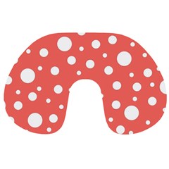 Polka Dot On Living Coral Travel Neck Pillows by LoolyElzayat