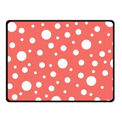 Polka Dot On Living Coral Double Sided Fleece Blanket (small)  by LoolyElzayat