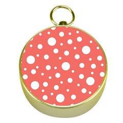 Polka Dot On Living Coral Gold Compasses by LoolyElzayat