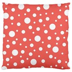 Polka Dot On Living Coral Large Flano Cushion Case (Two Sides) Front