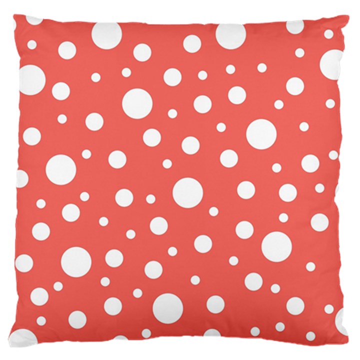 Polka Dot On Living Coral Large Flano Cushion Case (Two Sides)