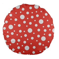 Polka Dot On Living Coral Large 18  Premium Flano Round Cushions by LoolyElzayat