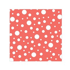 Polka Dot On Living Coral Small Satin Scarf (square) by LoolyElzayat