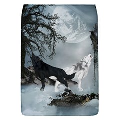 Awesome Black And White Wolf In The Dark Night Removable Flap Cover (s) by FantasyWorld7