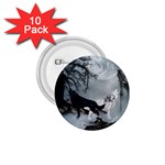 Awesome Black And White Wolf In The Dark Night 1.75  Buttons (10 pack) Front