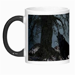 Awesome Black And White Wolf In The Dark Night Morph Mugs by FantasyWorld7