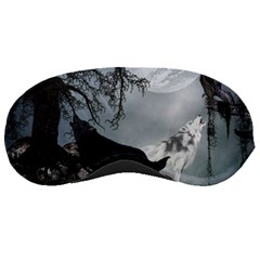 Awesome Black And White Wolf In The Dark Night Sleeping Masks by FantasyWorld7