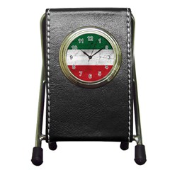 Flag Patriote Quebec Patriot Red Green White Grunge Separatism Pen Holder Desk Clock by Quebec