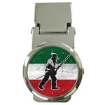 Flag Patriote Quebec Patriot red green white grunge vieux patriot Henri Julien Money Clip Watches Front