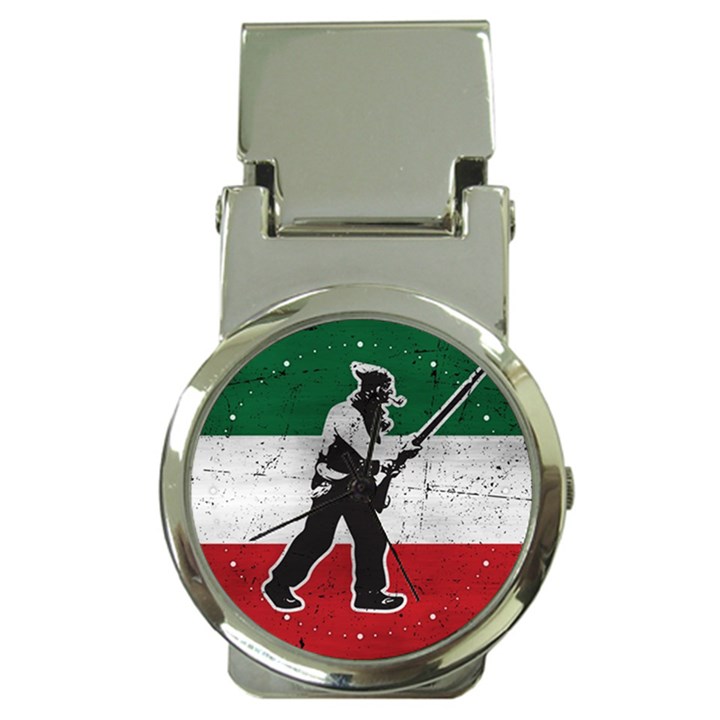 Flag Patriote Quebec Patriot red green white grunge vieux patriot Henri Julien Money Clip Watches