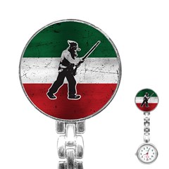 Flag Patriote Quebec Patriot Red Green White Grunge Vieux Patriot Henri Julien Stainless Steel Nurses Watch by Quebec