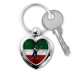 Flag Patriote Quebec Patriot Red Green White Grunge Vieux Patriot Henri Julien Key Chains (heart)  by Quebec