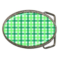 Sweet Pea Green Gingham Belt Buckles by WensdaiAmbrose