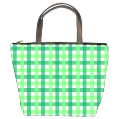 Sweet Pea Green Gingham Bucket Bag by WensdaiAmbrose