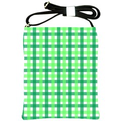 Sweet Pea Green Gingham Shoulder Sling Bag by WensdaiAmbrose