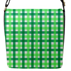 Sweet Pea Green Gingham Flap Closure Messenger Bag (s) by WensdaiAmbrose