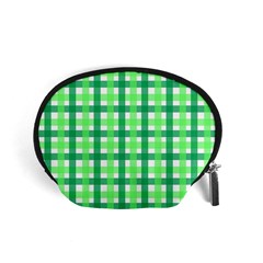 Sweet Pea Green Gingham Accessory Pouch (small) by WensdaiAmbrose