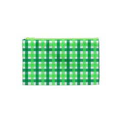 Sweet Pea Green Gingham Cosmetic Bag (xs) by WensdaiAmbrose