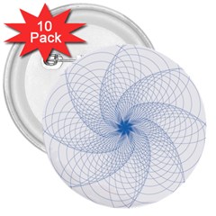 Spirograph Pattern Geometric 3  Buttons (10 Pack)  by Mariart