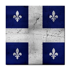 Flag Quebec Drapeau Grunge Fleur De Lys Blue And White Tile Coasters by Quebec