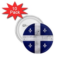 Flag Quebec Drapeau Grunge Fleur De Lys Blue And White 1 75  Buttons (10 Pack)