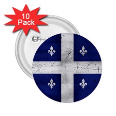 Flag Quebec Drapeau Grunge Fleur De Lys Blue And White 2 25  Buttons (10 Pack)  by Quebec