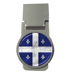 Flag Quebec Drapeau Grunge Fleur De Lys Blue And White Money Clips (round)  by Quebec