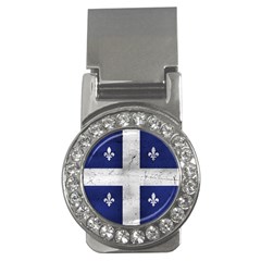 Flag Quebec Drapeau Grunge Fleur De Lys Blue And White Money Clips (cz)  by Quebec