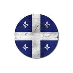 Flag Quebec Drapeau Grunge Fleur De Lys Blue And White Magnet 3  (round) by Quebec